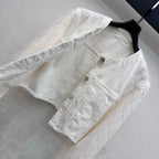 Quilted Denim Jacket - White - View 5