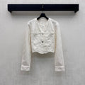 Quilted Denim Jacket - White - View 1
