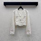 Quilted Denim Jacket - White - View 1