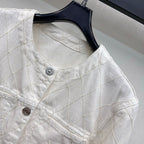 Quilted Denim Jacket - White - View 3