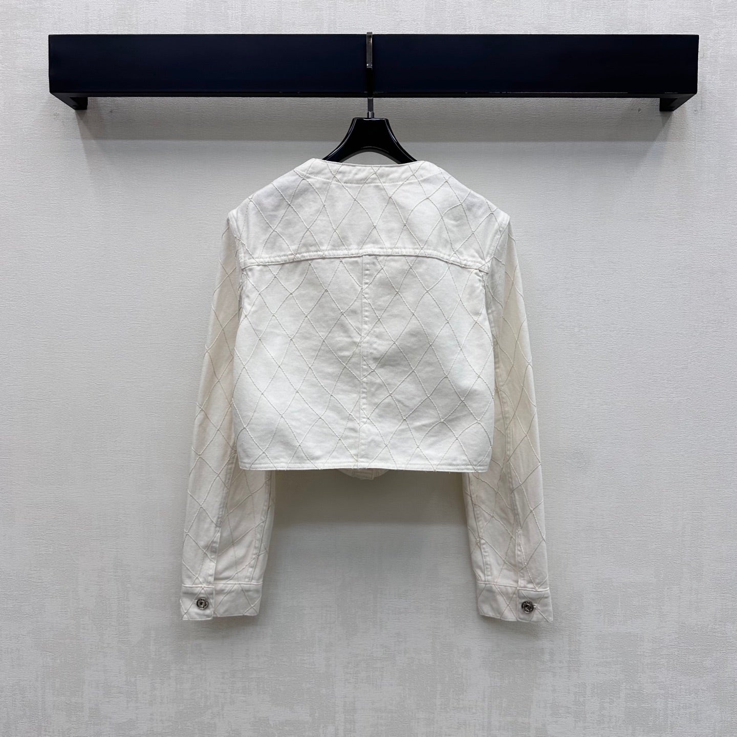Quilted Denim Jacket - White - View 6