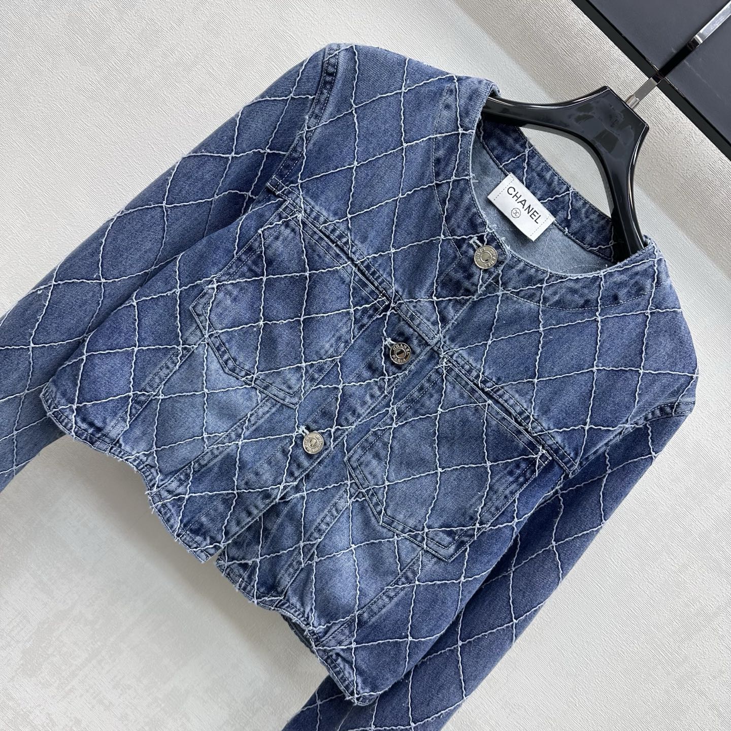 Quilted Denim Jacket - Blue - View 2