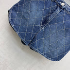 Quilted Denim Shorts - Blue - View 4