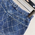 Quilted Denim Shorts - Blue - View 7