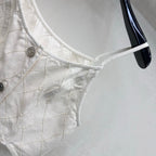 Quilted Denim Cropped Vest - White - View 3