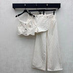 Quilted Denim Cropped Vest - White - View 9