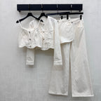 Quilted Denim Cropped Vest - White - View 8