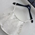 Quilted Denim Cropped Vest - White - View 6