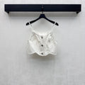 Quilted Denim Cropped Vest - White - View 1