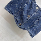 Quilted Denim Cropped Vest - Blue - View 3