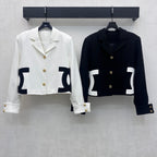 Contrast-Pocket Cropped Jacket - Black/White - View 8