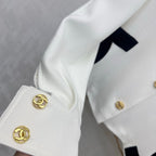 Contrast-Pocket Cropped Jacket - White/Black - View 4