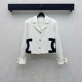 Contrast-Pocket Cropped Jacket - White/Black - View 1