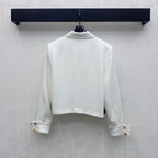 Contrast-Pocket Cropped Jacket - White/Black - View 7