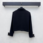 Contrast-Pocket Cropped Jacket - Black/White - View 6