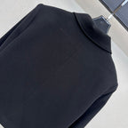 Contrast-Pocket Cropped Jacket - Black/White - View 7