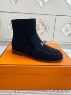 Kelly Buckle Short Suede Ankle Boots