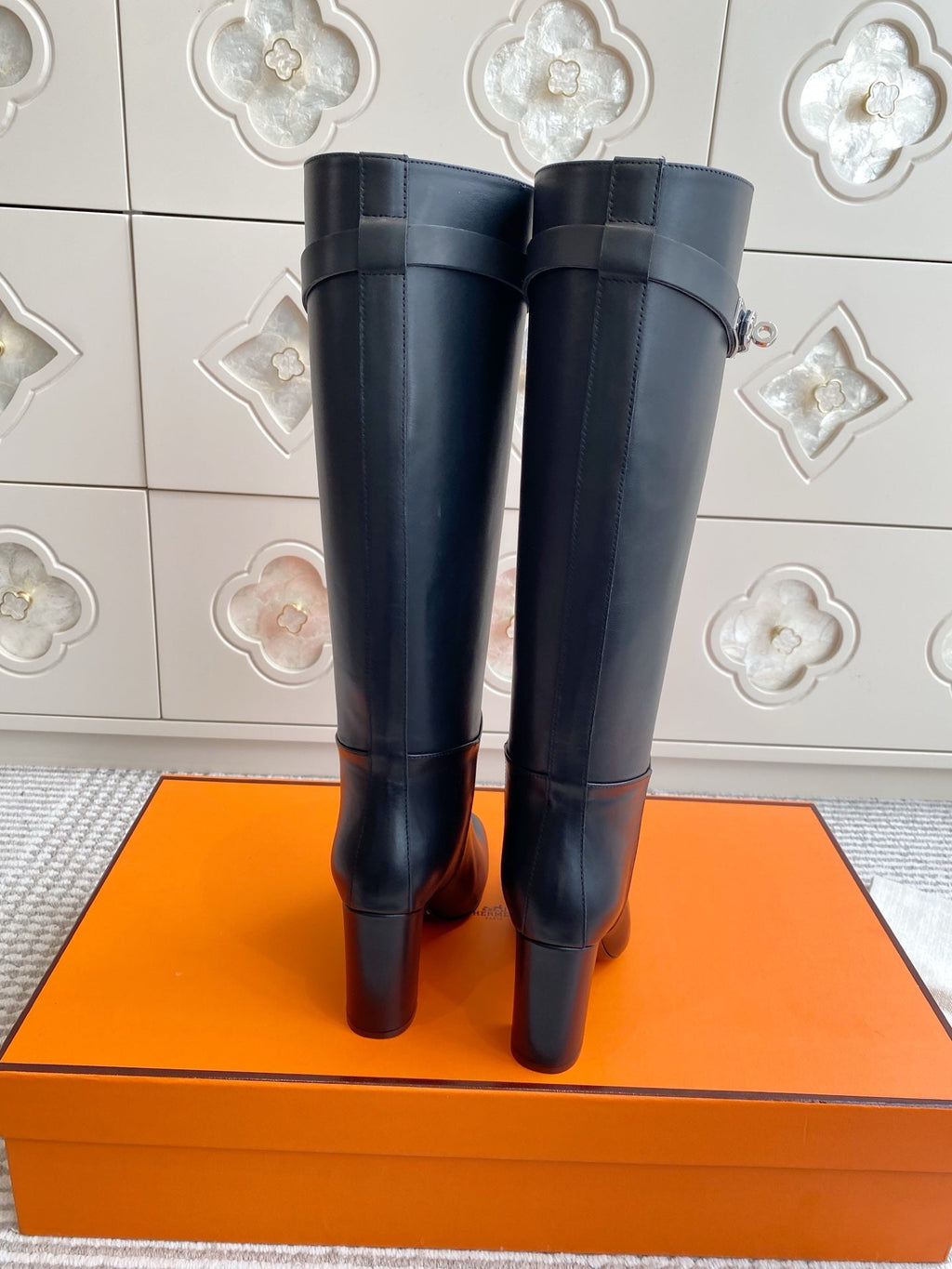 Kelly Buckle Knee-High Leather Heeled Boots