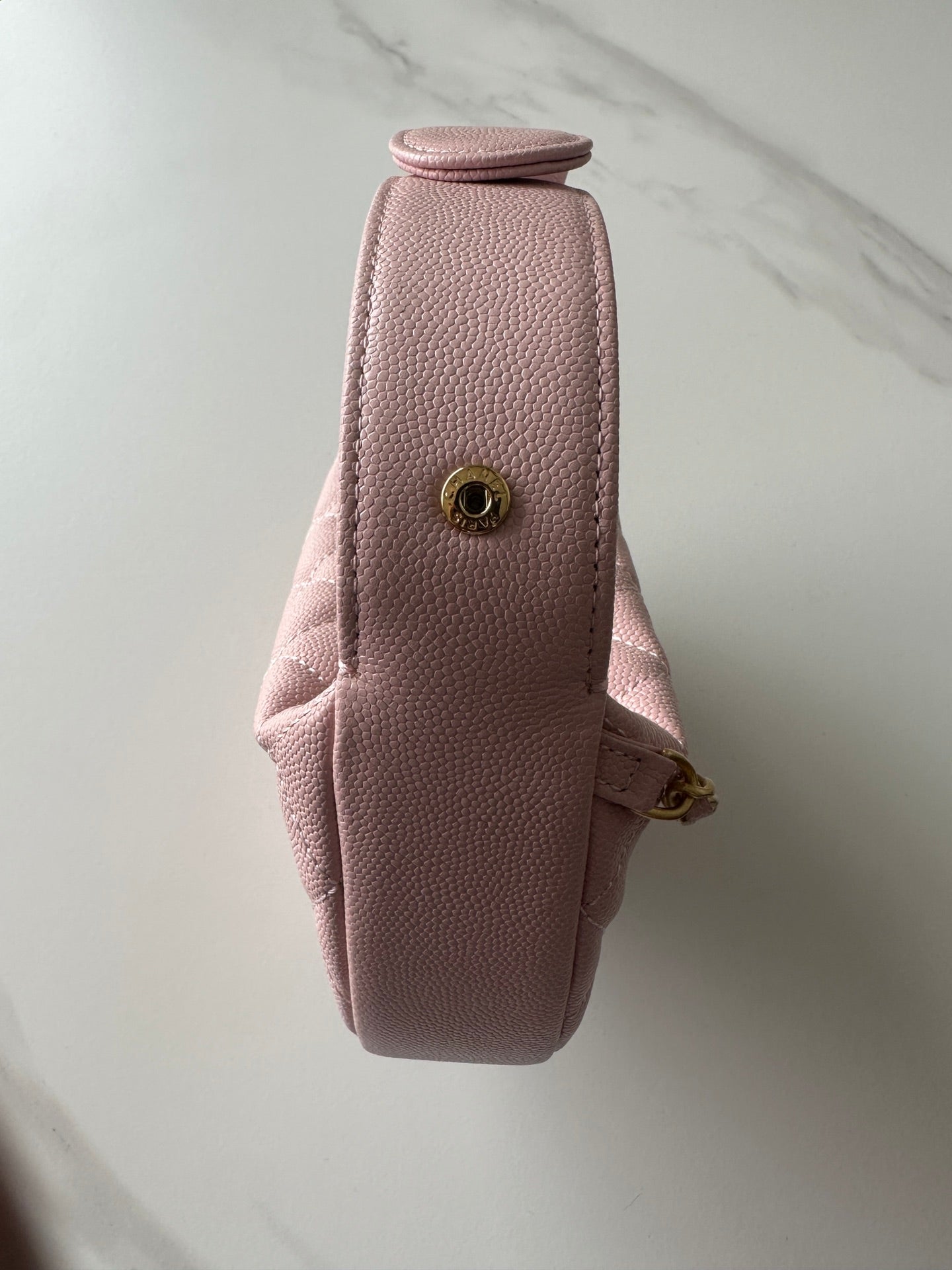 Pearl-Chain Quilted Mini Hobo Bag