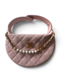 Pearl-Chain Quilted Mini Hobo Bag