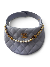 Pearl-Chain Quilted Mini Hobo Bag