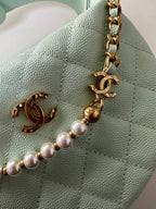 Pearl-Chain Quilted Mini Hobo Bag