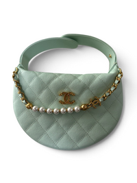 Pearl-Chain Quilted Mini Hobo Bag