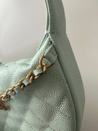 Pearl-Chain Quilted Mini Hobo Bag