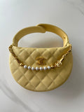 Pearl-Chain Quilted Mini Hobo Bag