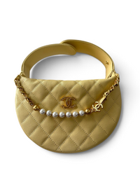Pearl-Chain Quilted Mini Hobo Bag