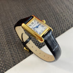 Tank Watch – Yellow Gold & Black Leather