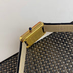 Tank Watch – Yellow Gold & Black Leather