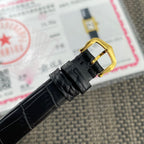 Tank Watch – Yellow Gold & Black Leather