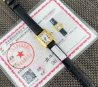 Tank Watch – Yellow Gold & Black Leather