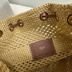 Clara Drawstring Woven Bucket Bag