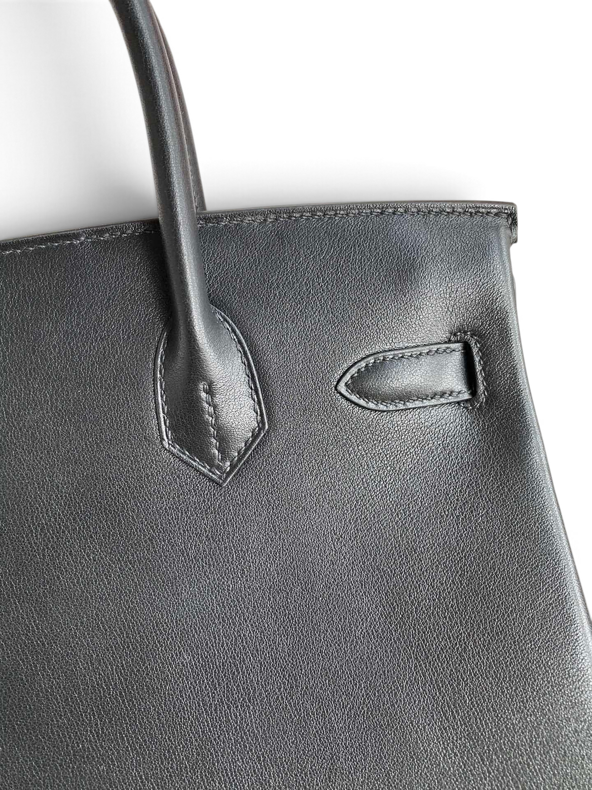 SWORD LUXURY marka siyah Swift dana derisi Hermès Birkin 25cm çanta detayı ve dikiş işçiliği