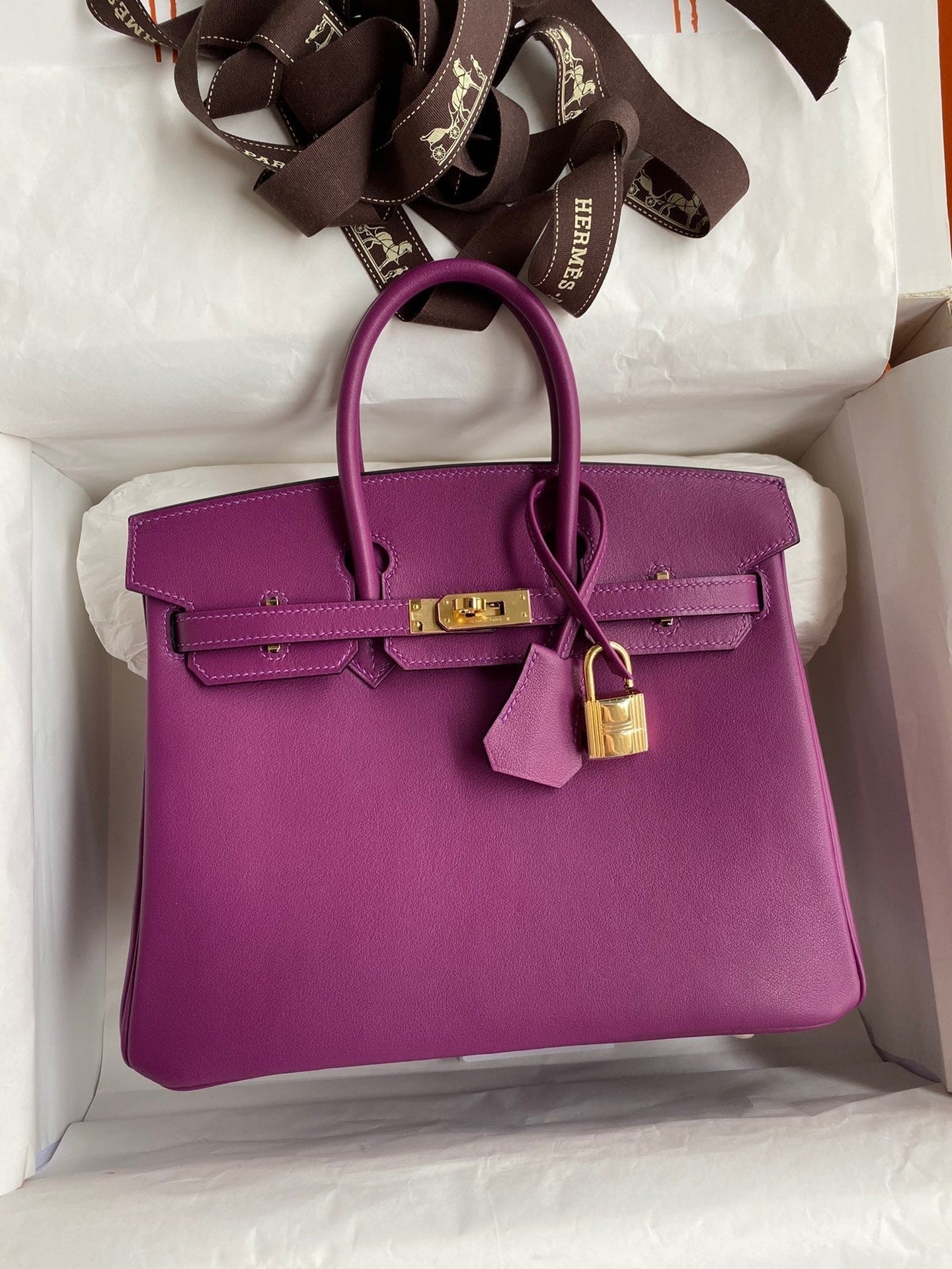Birkin 25cm Swift Calfskin Leather Handbag