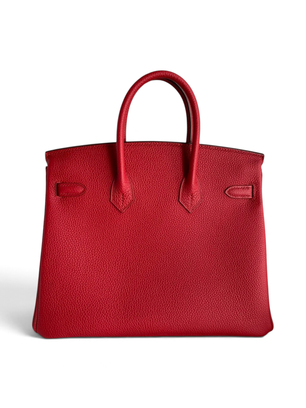 SWORD LUXURY marka, kırmızı Togo deri Hermès Birkin 25cm el çantası, kutu içerisinde şık bir sunumla.