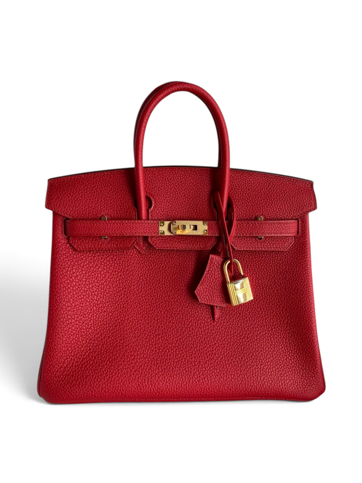SWORD LUXURY kırmızı Togo deri Hermès Birkin 25cm çanta, altın donanımlı ve kutusunda.
