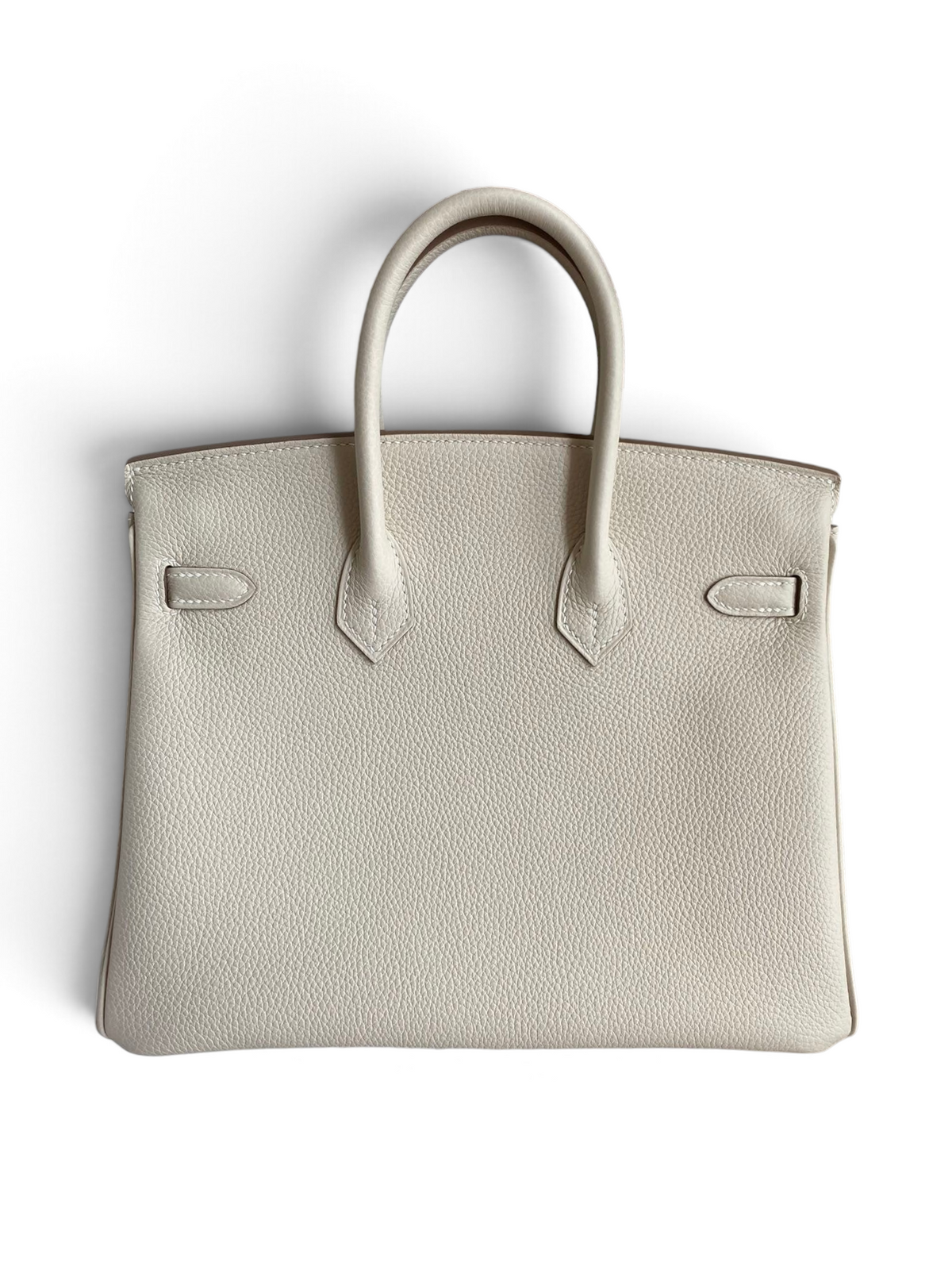 SWORD LUXURY marka, beyaz Togo deri Hermès Birkin 25cm çanta, kutusu ve kurdelesi içinde.