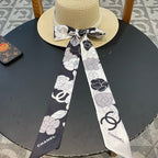 Woven Straw Hat with Pearl Band and Silk Bow Detail
