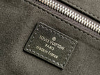 CarryAll Dark Shoulder Bag – Black Lambskin Leather & Monogram Pouch