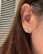 Square Crystal Mini CC Stud Earrings
