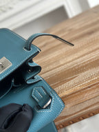Denim Blue Jypsiere 28cm – Togo Leather, Silver Hardware