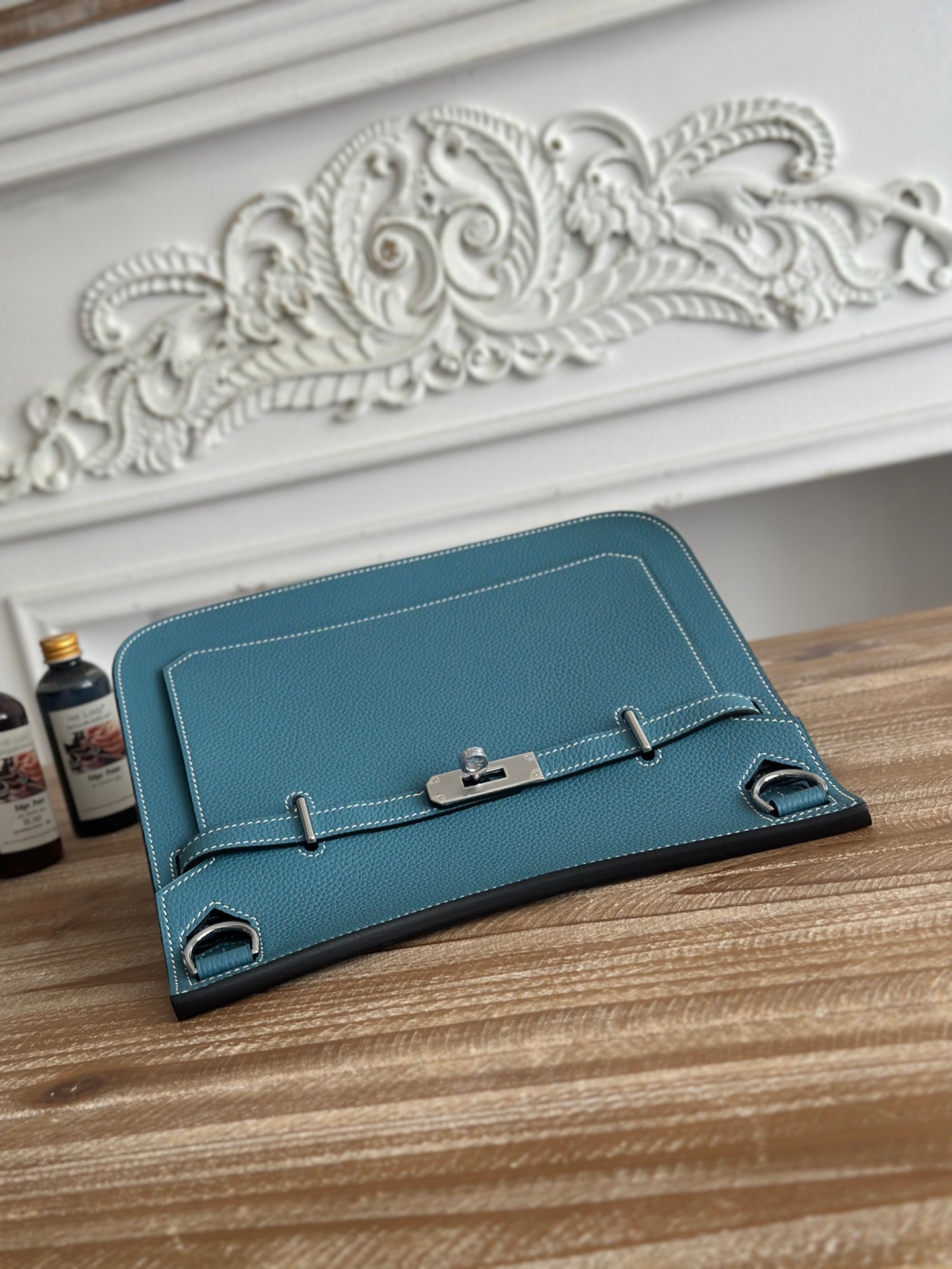 Denim Blue Jypsiere 28cm – Togo Leather, Silver Hardware