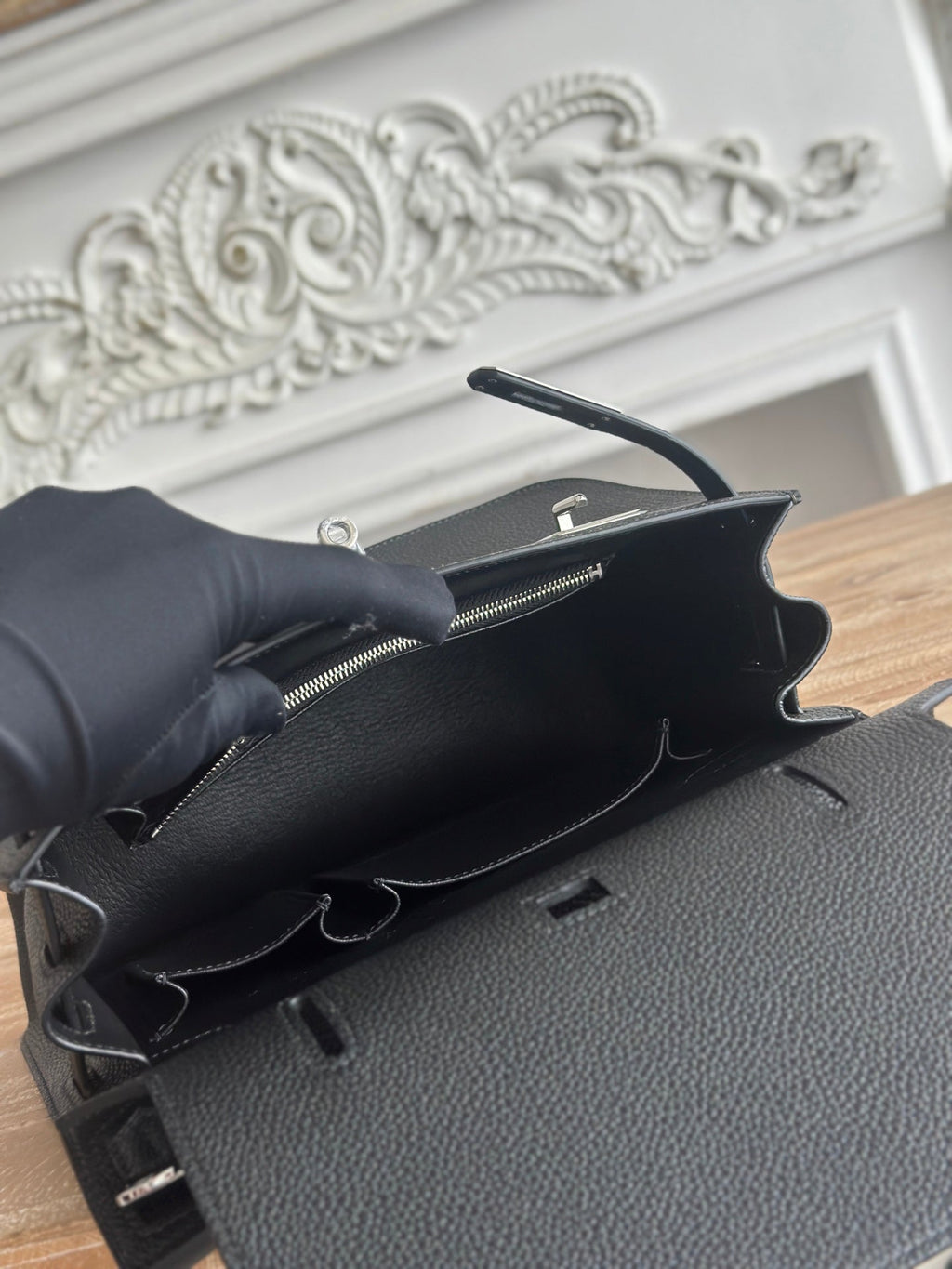 Black Jypsiere 28cm – Togo Leather, Silver Hardware