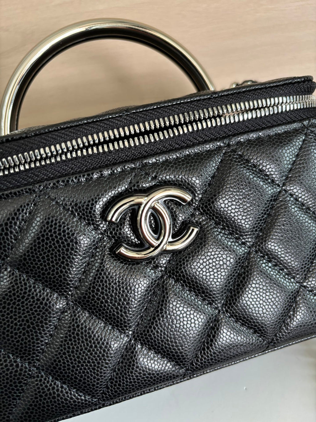 Quilted Vanity Top Handle Bag