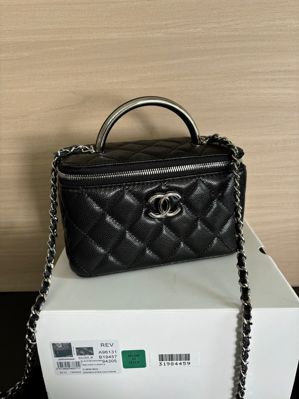 Quilted Vanity Top Handle Bag
