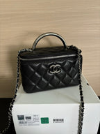 Quilted Vanity Top Handle Bag
