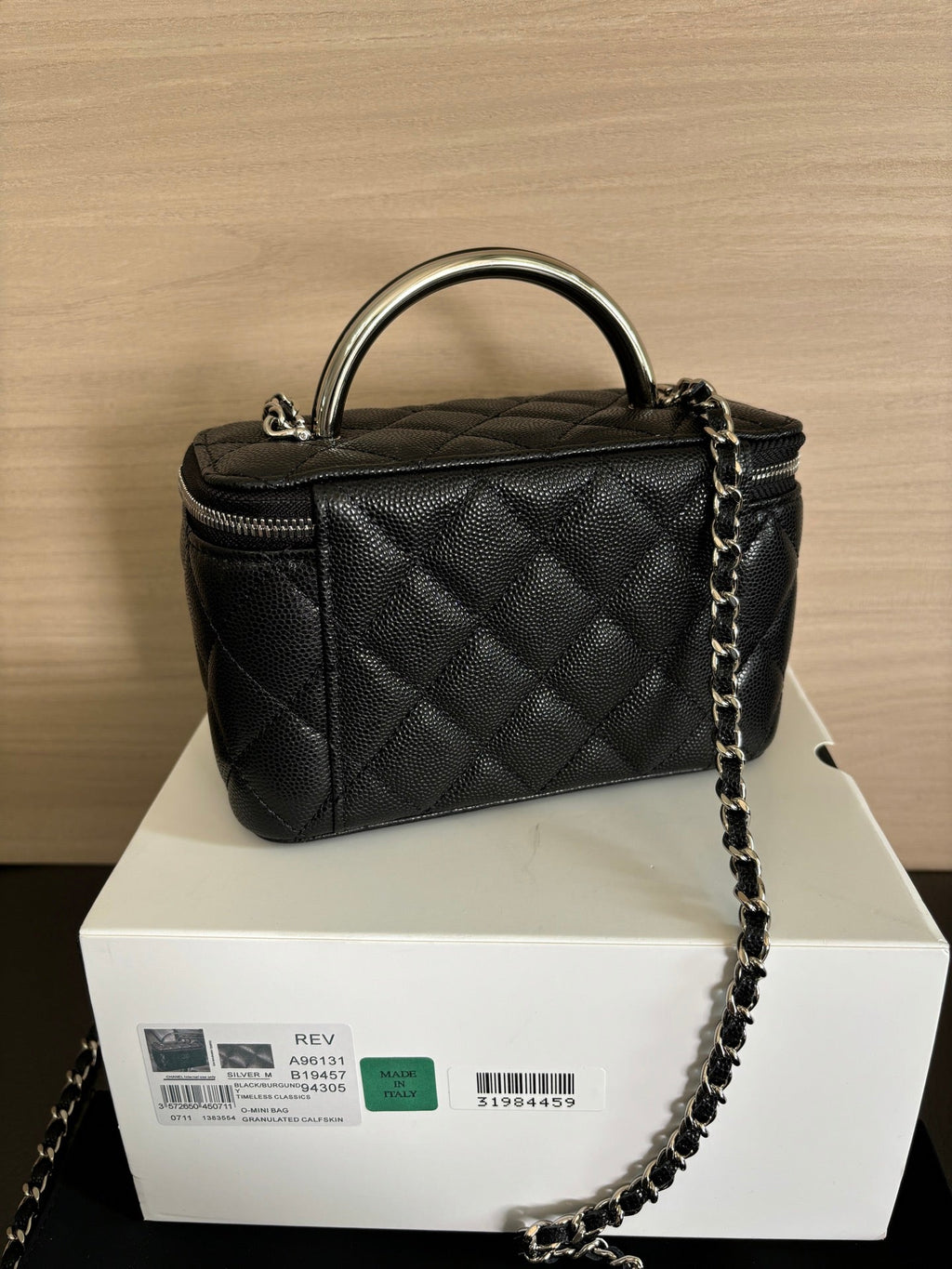 Quilted Vanity Top Handle Bag